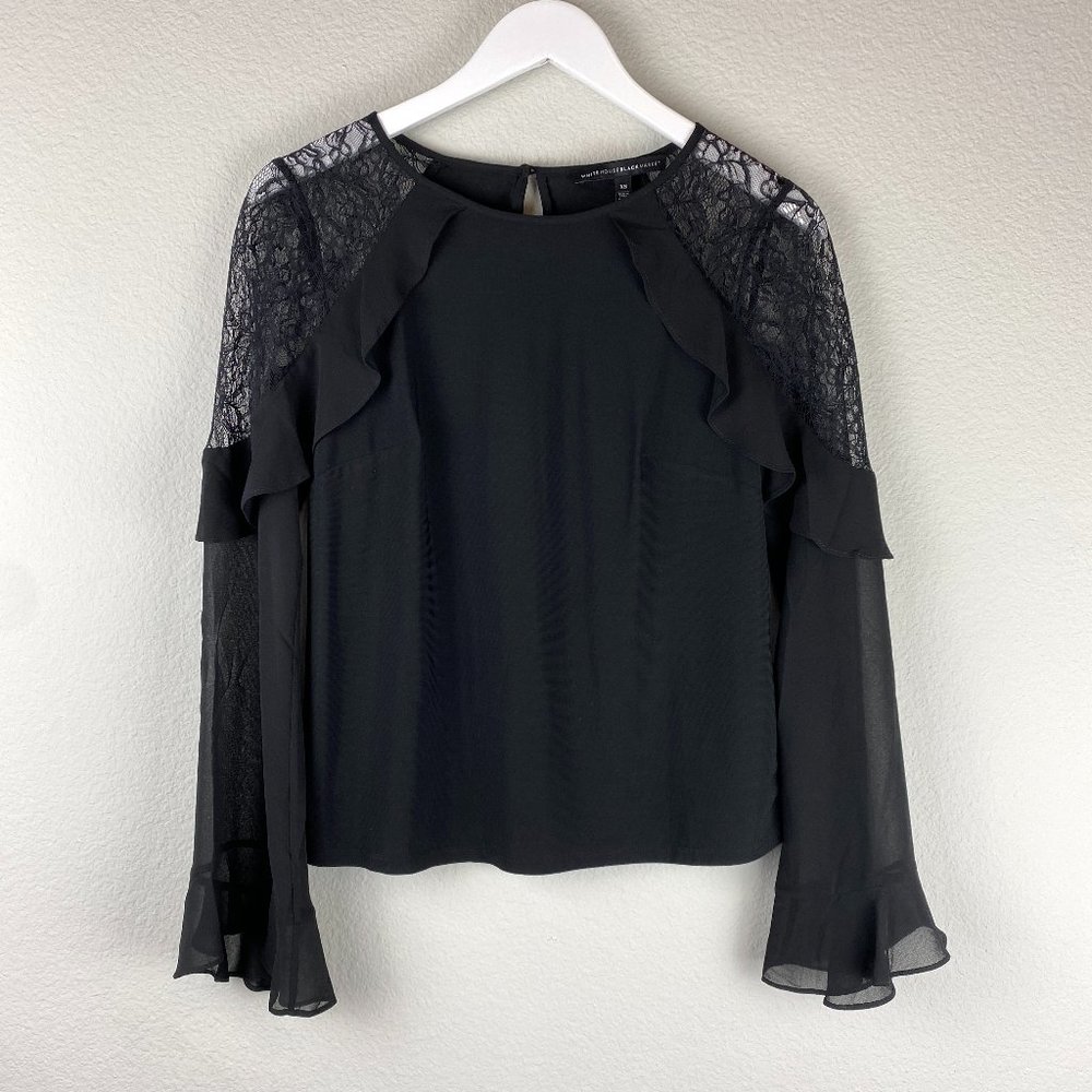 White House Black Market Black Long Sleeve Blouse